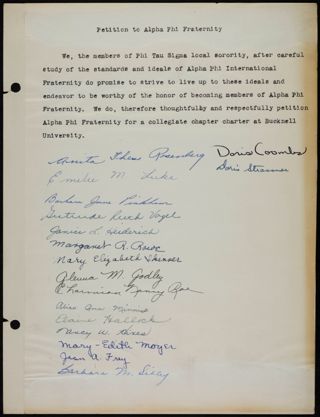 Phi Tau Sigma Petition Scrapbook 2, Page 1