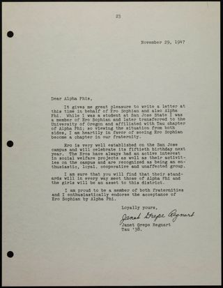 Ero Sophian Society Petition Scrapbook, Page 47