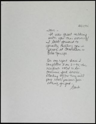Barb to Jan Letter, March 1, 1994