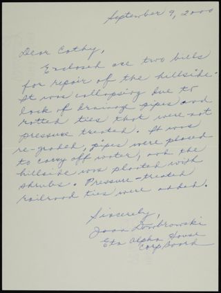 Joan Dombrowski to Cathy Stembridge Letter, September 9, 2000