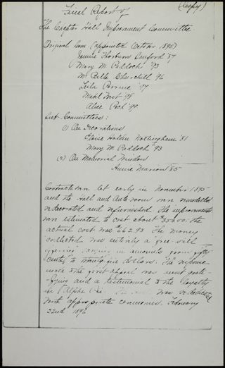 Final Report of the Chapter Hall Improvement Committee 2, c. 1900s