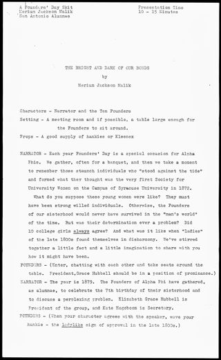 Founders' Day Program Speech, October 21, 1932