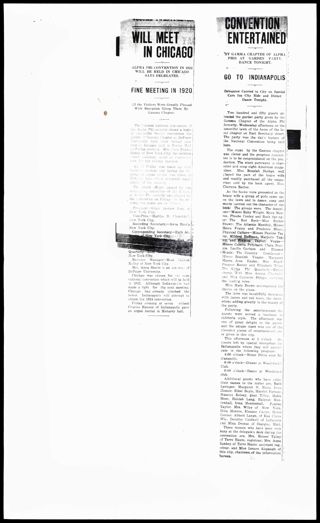 Will Meet in Chicago and Convention Entertained Newspaper Clipping, c. 1920s