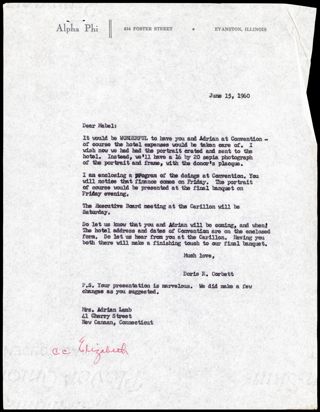 Doris R. Corbett to Mabel Letter, June 15, 1960