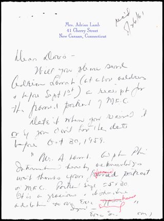 Mabel to Doris Letter, 1961