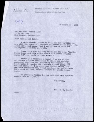 Mrs. H.C. Hoefer to Adrian and Mabel Letter, December 16, 1959