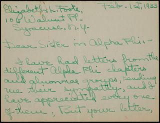 Nan Hancock Armstrong to Sister in Alpha Phi Letter, February 1, 1933