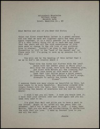 Jennie to Mattie and All of You Dear Old Girls Transcribed Letter, August 12, 1914