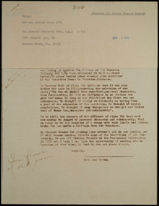 Nan Hancock Armstrong Notes, September 1, 1971