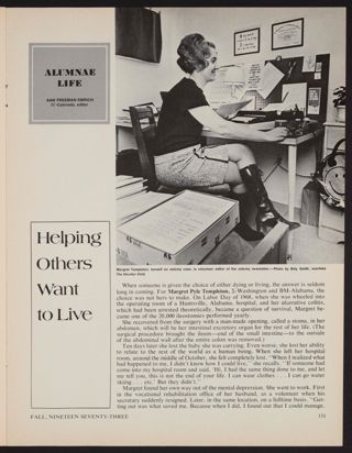 Alumnae Life: Helping Others Want to Live