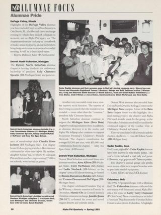 Alumnae Focus: Alumnae Pride: DuPage Valley, Illinois, Spring 1993; Alumnae Focus: Alumnae Pride: Detroit North Suburban, Michigan, Spring 1993; Alumnae Focus: Alumnae Pride: Detroit West Suburban, Michigan, Spring 1993; Alumnae Focus: Alumnae Pride: Cedar Rapids, Iowa; Alumnae Focus: Alumnae Pride: Columbus, Ohio