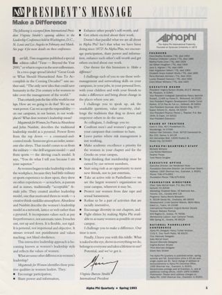 President's Message: Make a Difference. The Alpha Phi International Fraternity Directory, Spring 1993