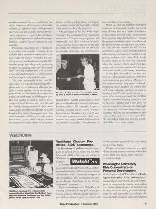 On Campus: WatchCare: Washburn Chapter Promotes AIDS Awareness. On Campus: WatchCare: Washington University Phis Concentrate on Personal Development