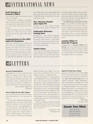 Alpha Phi International News, Summer 1993. Letters, Summer 1993