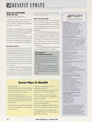 Alpha Phi Benefit Update, Summer 1993. The Alpha Phi International Fraternity Directory, Summer 1993