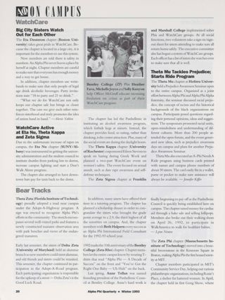 On Campus: Bear Tracks: Theta Zeta, Winter 1993; On Campus: Bear Tracks: Delta Zeta, Winter 1993; On Campus: Bear Tracks: Zeta Rho, Winter 1993; On Campus: Bear Tracks: Zeta Phi, Winter 1993