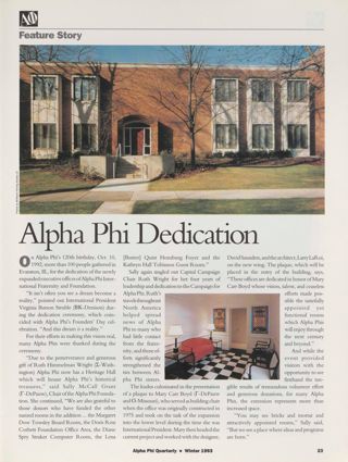 Alpha Phi Dedication