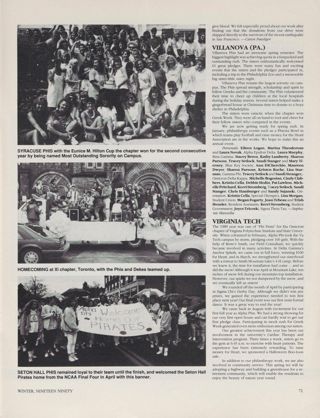 Bear Tracks: Syracuse (N.Y.), Winter 1990, Continued. Bear Tracks: Toronto (Ont.), Winter 1990, Continued. Bear Tracks: Tufts (Mass.), Winter 1990, Continued. Seton Hall Phis Photograph, Winter 1990. Bear Tracks: Villanova (Pa.), Winter 1990. Bear Tracks: Virginia Tech, Winter 1990