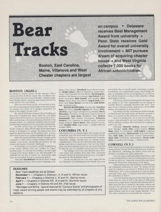 Bear Tracks: Boston (Mass.), Winter 1990. Bear Tracks: Columbia (N.Y.), Winter 1990. Bear Tracks: Cornell (N.Y.), Winter 1990