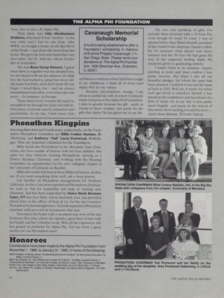 The Alpha Phi Foundation: Honoring Our Near and Dear, Continued. The Alpha Phi Foundation: Phonathon Kingpins. The Alpha Phi Foundation: Honorees, Spring 1990