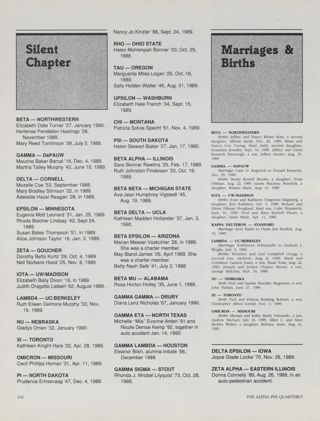 Silent Chapter, Spring 1990. Marriages & Births, Spring 1990
