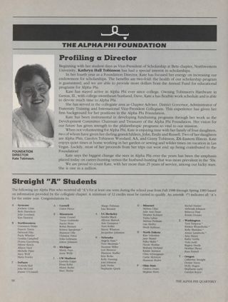 The Alpha Phi Foundation: Profiling a Director. The Alpha Phi Foundation: Straight "A" Students