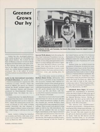 Alumnae Life: Library Science? Yes!, Continued. Greener Grows Our Ivy, Summer 1990