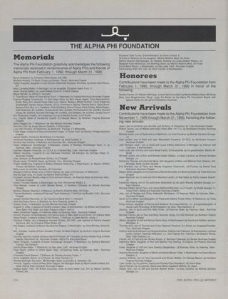 The Alpha Phi Foundation: Memorials, Summer 1990. The Alpha Phi Foundation: Honorees, Summer 1990. The Alpha Phi Foundation: New Arrivals, Summer 1990