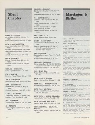 Silent Chapter, Summer 1990. Marriages & Births, Summer 1990