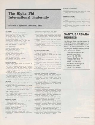 The Alpha Phi International Fraternity Directory, Summer 1990. Santa Barbara Reunion