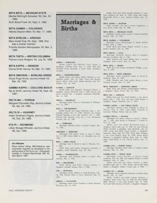 Silent Chapter, Fall 1990, Continued. Marriages & Births, Fall 1990