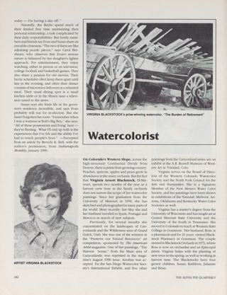 Alumnae Life: Indiana First Lady, Continued. Alumnae Life: Watercolorist