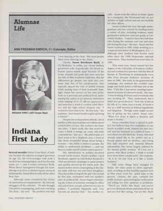Alumnae Life: Indiana First Lady