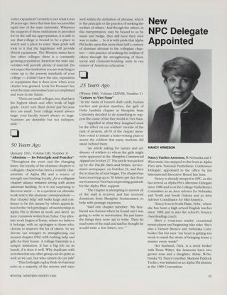 The Way We Were, Winter 1991, Continued. New NPC Delegate Appointed
