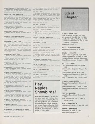 Marriages & Births, Winter 1991, Continued. Hey, Naples Snowbirds!. Silent Chapter, Winter 1991