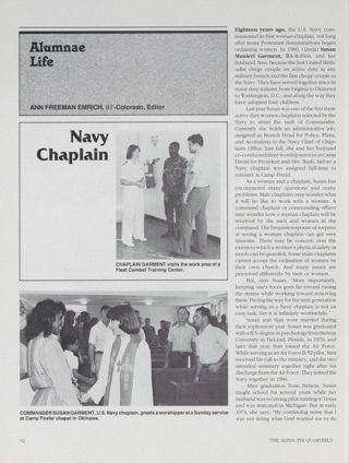 Alumnae Life: Navy Chaplain
