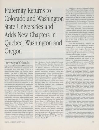 Fraternity Returns to Colorado and Washington State Universities and Adds New Chapters in Quebec, Washington and Oregon
