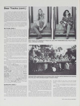 Bear Tracks: Bowling Green (Ohio), Spring 1991, Continued. Bear Tracks: Butler (Ind.), Spring 1991. Beth Yeats and Lynn Thomlinson Photograph, Spring 1991. Bear Tracks: DePauw (Ind.), Spring 1991
