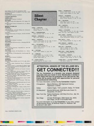 The Alpha Phi International Fraternity Directory, Fall 1991, Continued. Silent Chapter, Fall 1991. Ivy Connection Advertisement, Fall 1991