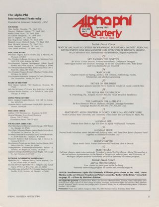 Alpha Phi Quarterly, Vol. CIV, No. 2, Spring 1992 Table of Contents