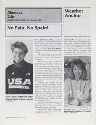 Alumnae Life: No Pain, No Spain!. Alumnae Life: Weather Anchor