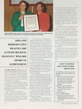 AIDS and Reproductive Health Care Activist Receives Frances E. Willard Award of Achievement