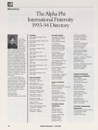 The Alpha Phi International Fraternity 1993-94 Directory