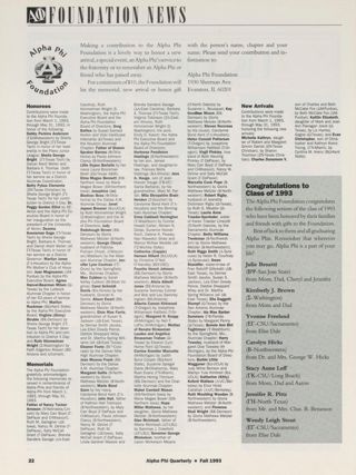 Alpha Phi Foundation News, Fall 1993