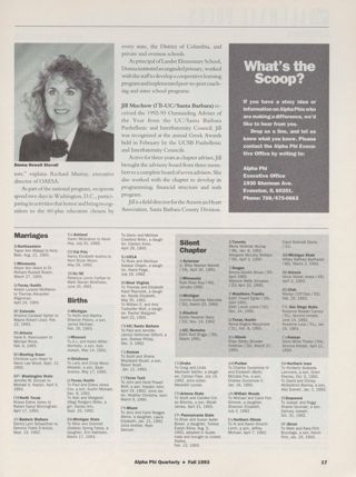 Alumnae Focus: People, Fall 1993, Continued. Alumnae Focus: Marriages, Fall 1993. Alumnae Focus: Births, Fall 1993. Alumnae Focus: Silent Chapter, Fall 1993