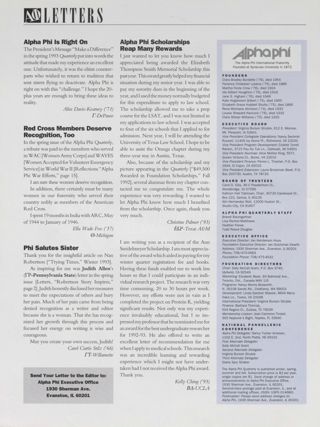 Letters, Fall 1993. The Alpha Phi International Fraternity Directory, Fall 1993