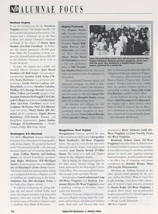 Alumnae Focus: Northern Virginia, Winter 1994. Alumnae Focus: Washington, D.C.-Maryland, Winter 1994. Alumnae Focus: Virginia Peninsula, Winter 1994. Alumnae Focus: Morgantown, West Virginia, Winter 1994