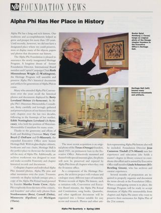 Alpha Phi Foundation News, Spring 1994