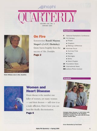 Alpha Phi Quarterly, Vol. 106, No. 2, Spring 1994 Table of Contents