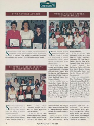 Convention '94: Star Adviser Awards. Convention '94: Outstanding Chapter Adviser Award. Convention '94: Chapter Adviser Special Recognition Award